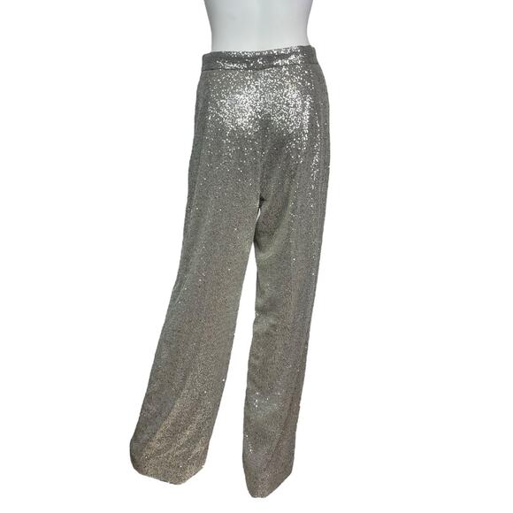 Ralph Lauren Purple Label Women's 4 Silver High-Waisted Sequin Trousers EUC - Picture 5 of 8